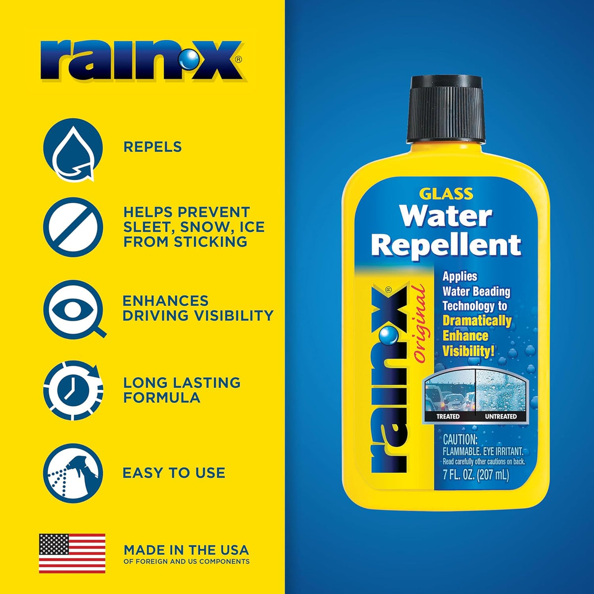 Rain-X 800002243 Glass Treatment, 7 oz. - Exterior Glass Treatment To Dramatically Improve Wet Weather Driving Visibility During All Weather Conditions