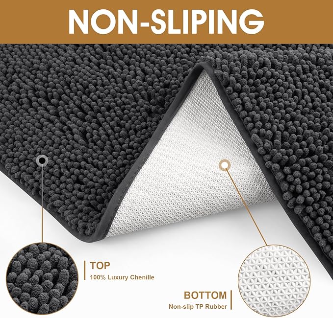 IM HOME 36" x 24" Dark Grey Dog Door Mats for Muddy Paws, Chenille Absorbent Dog Mat, Non Slip Heavy Mud Mat for Dogs, Soft Pet Bed Mat for Entryway, Mud Paws, Inside Floor