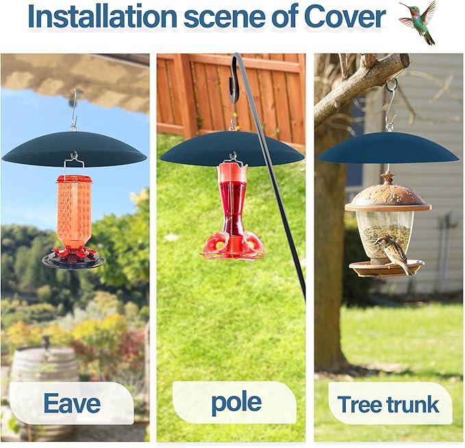 Bird Feeder Dome Guard,Squirrel Baffle for Hanging Feeder,13-Inch Cover for Shepherd's Hook in The Outdoors (Blue), 1 Pack