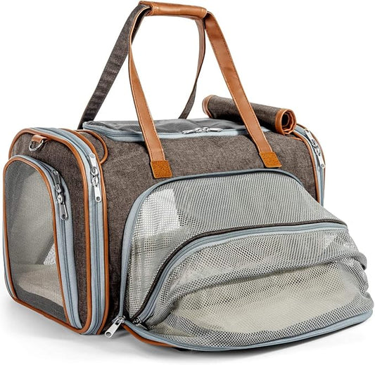 Mr. Peanut's Gold Series Big Apple XL Size Airline Compliant Expandable Pet Carrier V3.0 (Charcoal Ash)