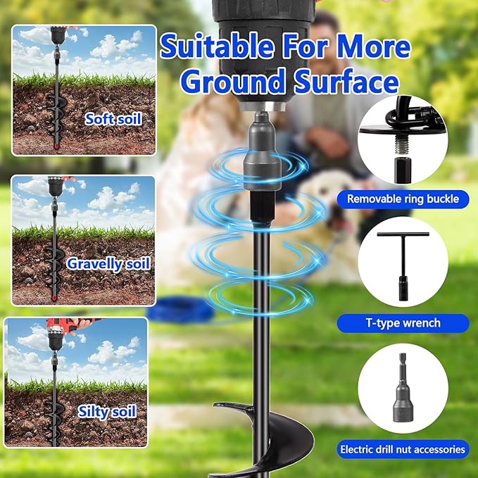 Heavy Duty Dog Tie Out Cable and Stake,16FT Rust Proof Dog Leads Tether for Yard with Swivel Hook,360°Swivel Spiral Dog Stake&Chain Up to 200 lbs,Removable Ground Anchor for Outdoor Beach Camping