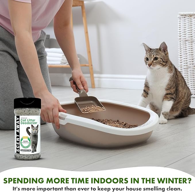 Cat Litter Deodorizer | Litter Box Odor Eliminator | Fragrance-Free with Active Carbon | Eliminates Cat Odors and Smells to Keep Your Home Fresh and Clean (Pack of 3)