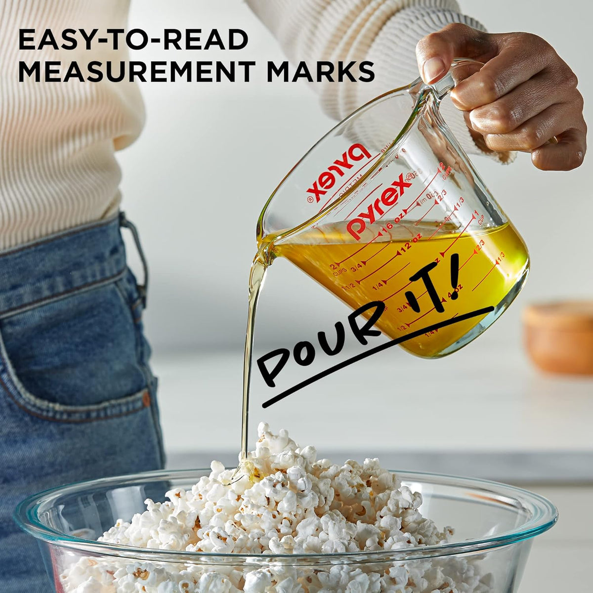 Pyrex Essentials (2-Pack) Glass Measuring Cups Set, (1 & 2 Cup) Measuring Cups For Prepping, Baking and Cooking, Preheated Oven, Dishwasher, Freezer, and Microwave Safe
