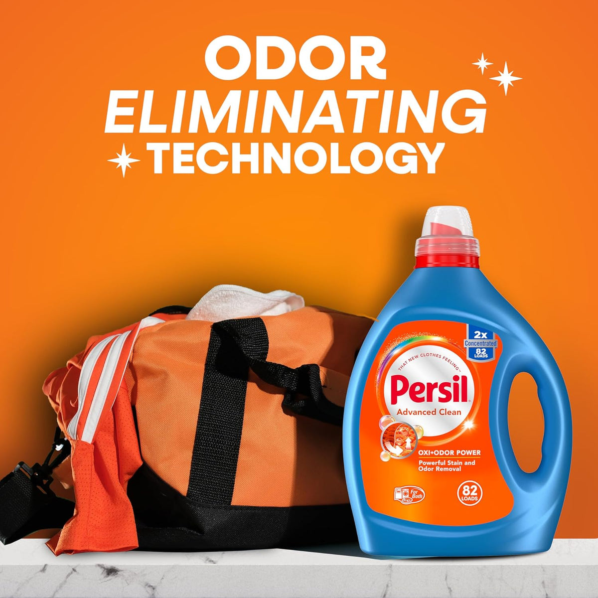 Persil Advanced Clean Oxi+Odor Power, Liquid Laundry Detergent, High Efficiency (HE), Deep Stain Removal, 2X Concentrated, 82.5 fl oz, 82 Loads
