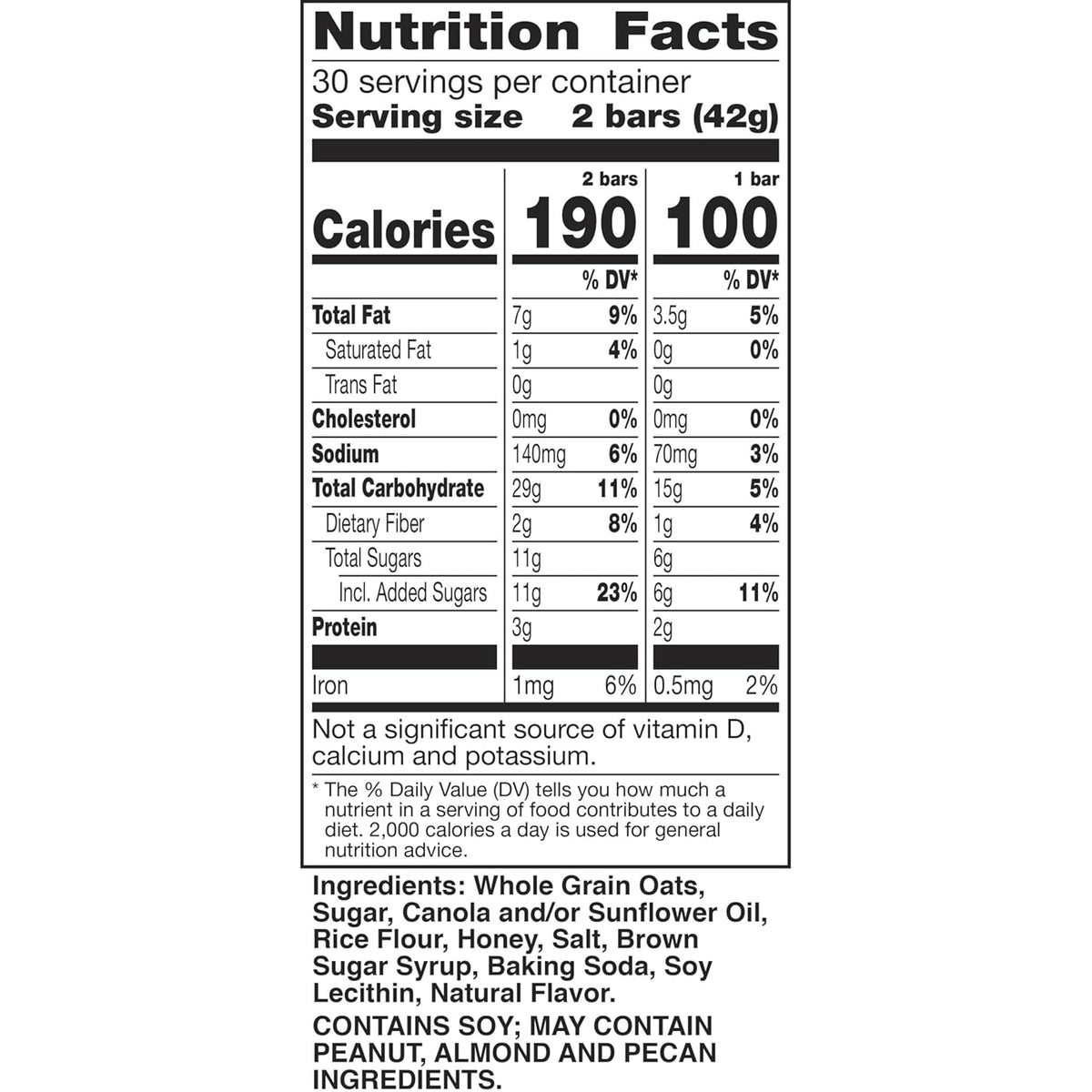 Nature Valley Crunchy Oats 'n Honey Granola Bars, 60 Bars, 44.7 OZ (30 Pouches)