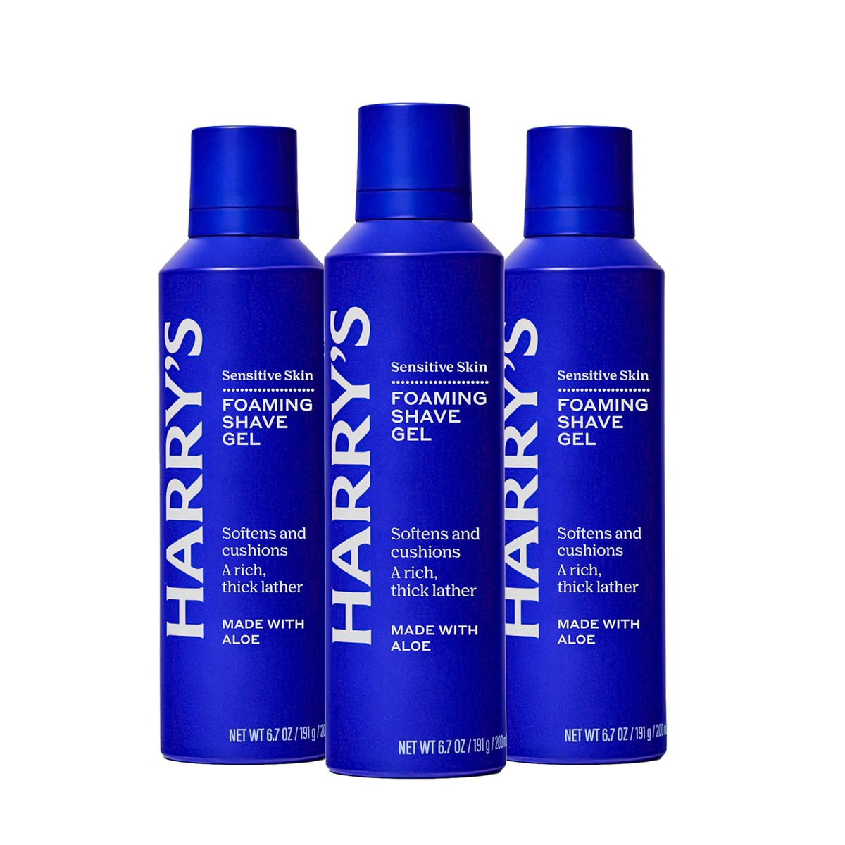 Harry's Foaming Shave Gel for Men with Aloe - (3 Pack) 6.7oz - Soothes and Cushions Skin for Shaving - Safe For Sensitive Skin