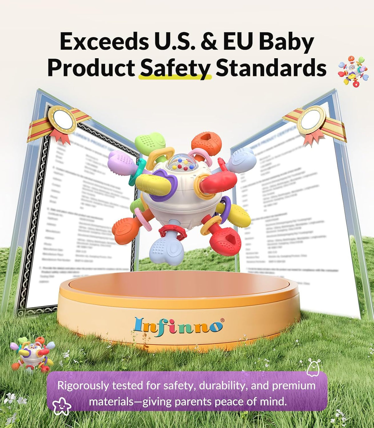 Baby Montessori Rattle & Teething Toys - Safe, Multi-Functional BPA-Free Silicone Sensory Learning Teether Baby Toys for Infant 0-12 Months Teething Relief & Fun Play Perfect Baby Gift for Boys Girls