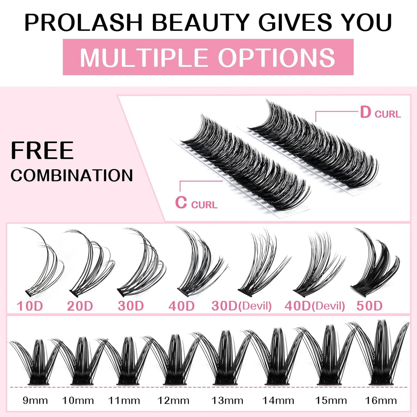 280 Pcs Individual Lashes 40D+50D Mixed Lash Clusters 14 Rows Cluster Lashes that Look Like Eyelash Extensions DIY Lash Extension Self Application At Home (40+50-C-9-16mix)