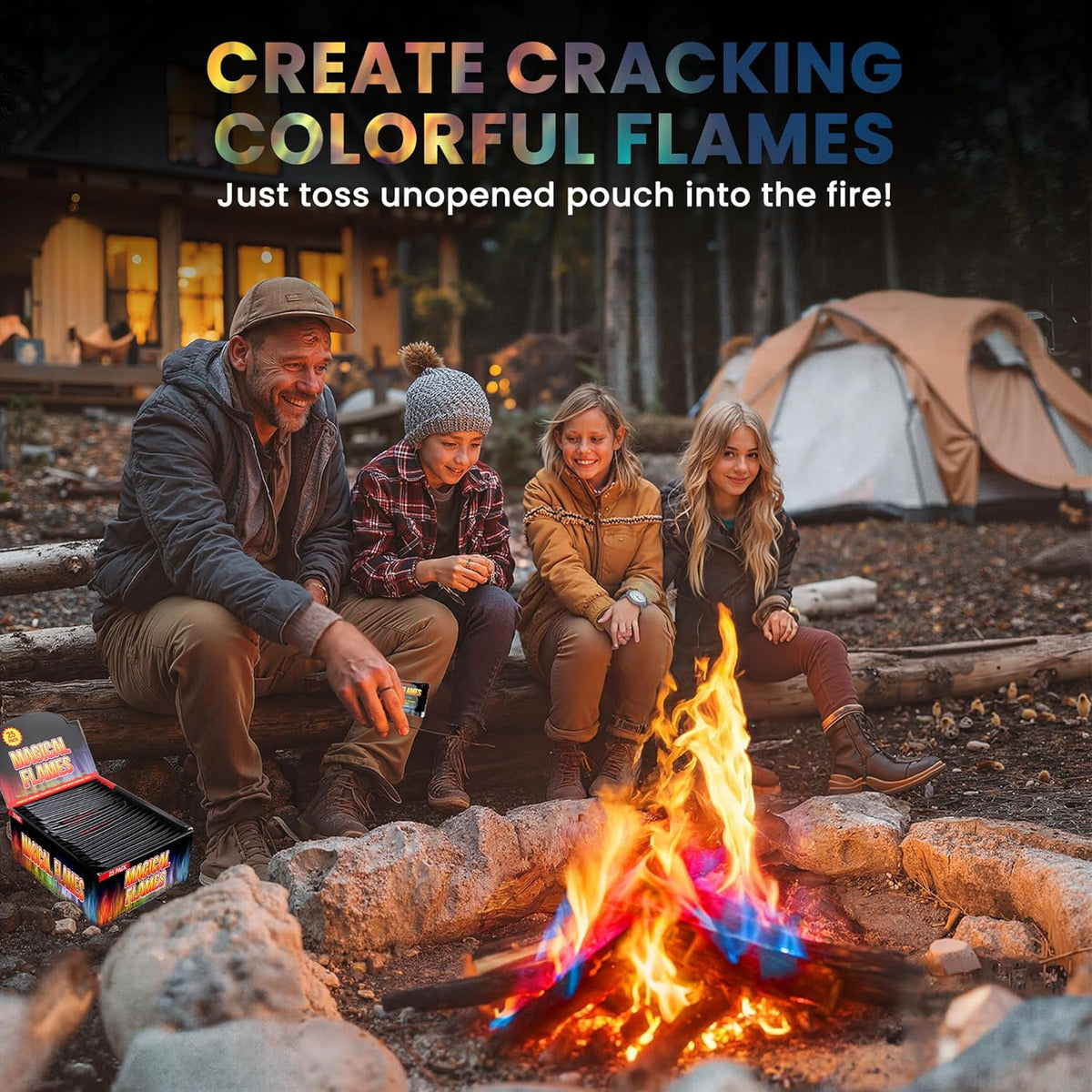 Magical Flames Fire Color Changing Packets Fire Pit (25 Pack), Fire Color Packets for Camping Essentials, Campfire, Bonfire & Fireplaces, Campfire Accessories