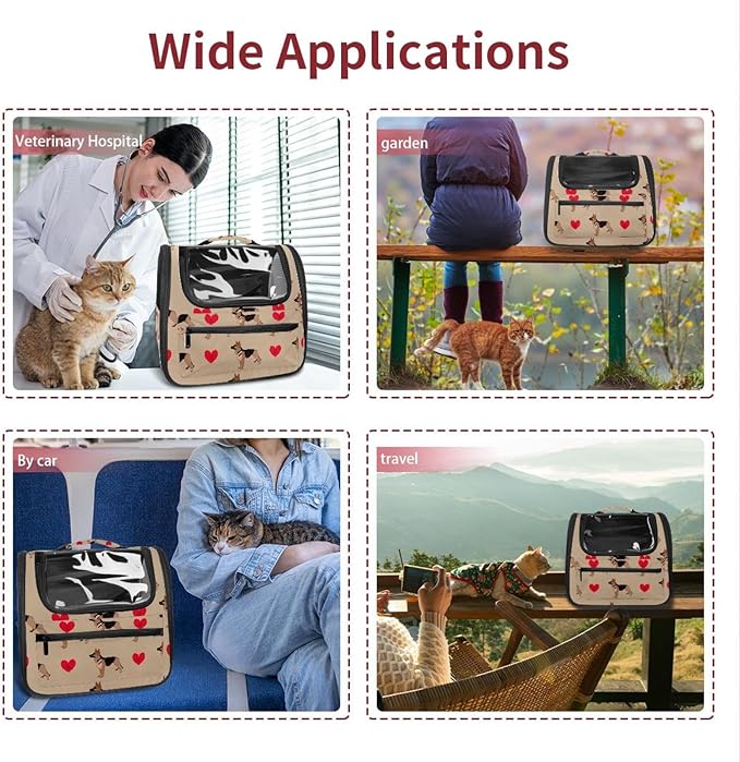 Dog and Heart Cat Carrier Backpack,900D Wear-Resistant Oxford Fabric, Dog Carrier Cat Backpacks Suitable for Travel