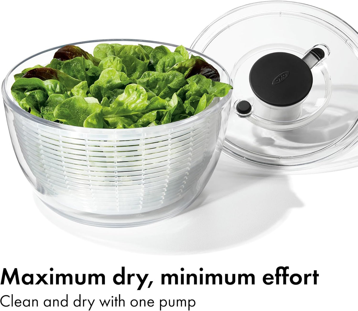 OXO Good Grips Salad Spinner | Lettuce Spinner | Fruit Washer | Fruit Washing Bowl with Strainer | Vegetable Cleaner | Salad Cleaner | Lettuce Washer | 6.22 Quart Capacity