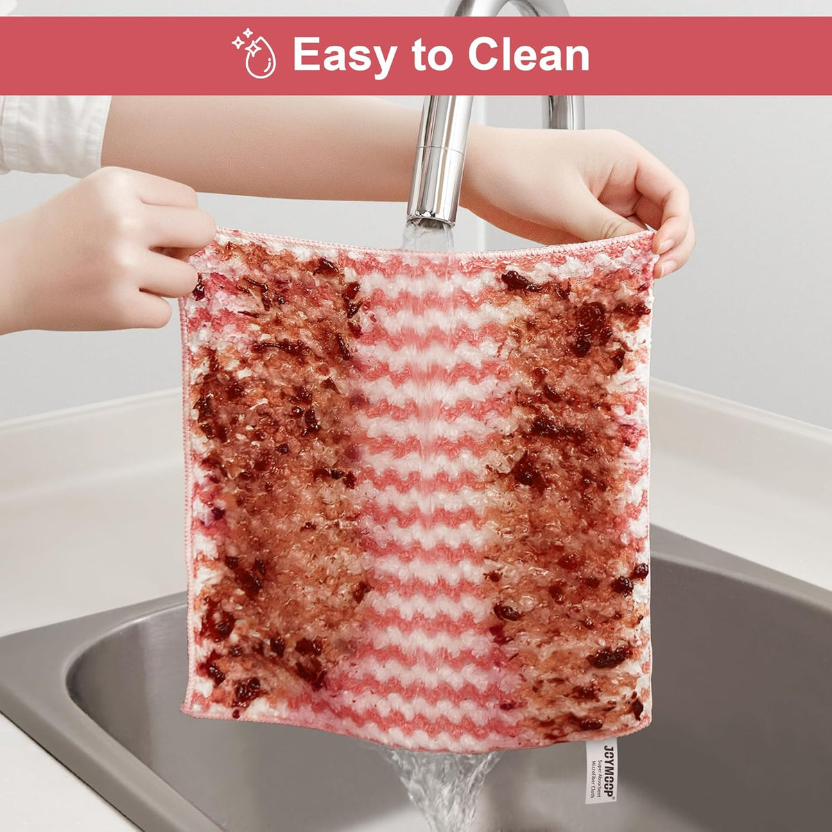 JOYMOOP 18 Pack Microfiber Cleaning Cloth, Kitchen Towels for Dish Drying Washing, Absorbent Streak Free Lint Free Rags for Cleaning, Reusable and Washable Towels - 10" x 10"