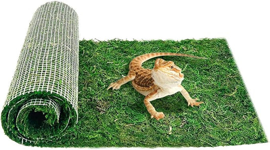 Reptile Carpet Cuttable Terrarium Mat Artificial Moss Reptile Liner Green Substrate Flooring Bearded Dragon Tank Accessories for Leopard Gecko Lizard Snake Tortoise (11.81" x 47.24")