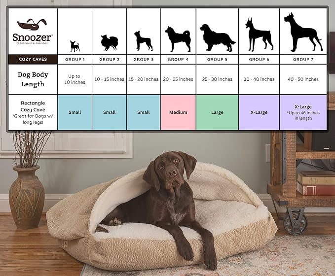 Snoozer Pet Products Luxury Rectangle Cozy Cave Dog Bed with Microsuede, Showdog Collection, Medium, Merlin Camel