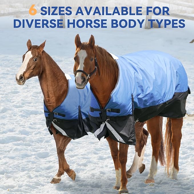 36” Winter Horse Blanket, 1200D Waterproof Poly Horse Turnout Blanket, Durable Tear-Resistant Thick Horse Blanket with Snuggit 220G Filling, Breathable Warmth Turnout Blankets for Horse