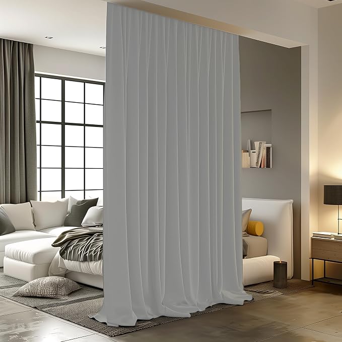 Room Divider Curtains for Ceiling Track Rod, 12.5 ft Wide x 8 ft Tall, 1 Panel