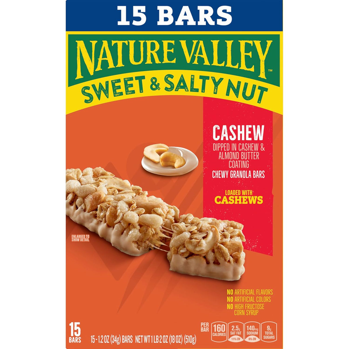 Nature Valley Sweet and Salty Nut Granola Bars, Cashew, 15 Bars, 18 oz