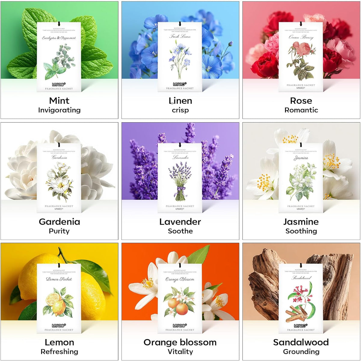 MYARO 12 Pack Lavender Scented Sachets | Odor Eliminator & Air Freshener for Drawer, Closet, Car, Shoes, Gym Bag, Suitcase | Home Fragrance Gift Set