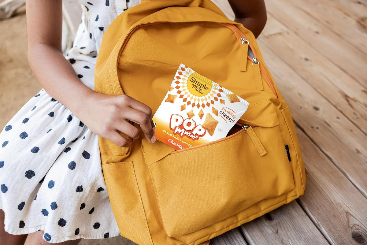 Simple Mills Pop Mmms Cheddar Baked Snack Pack Crackers, Healthy Snacks for Kids, Individual Packs, Gluten Free, 8 Ct (Pack of 1)