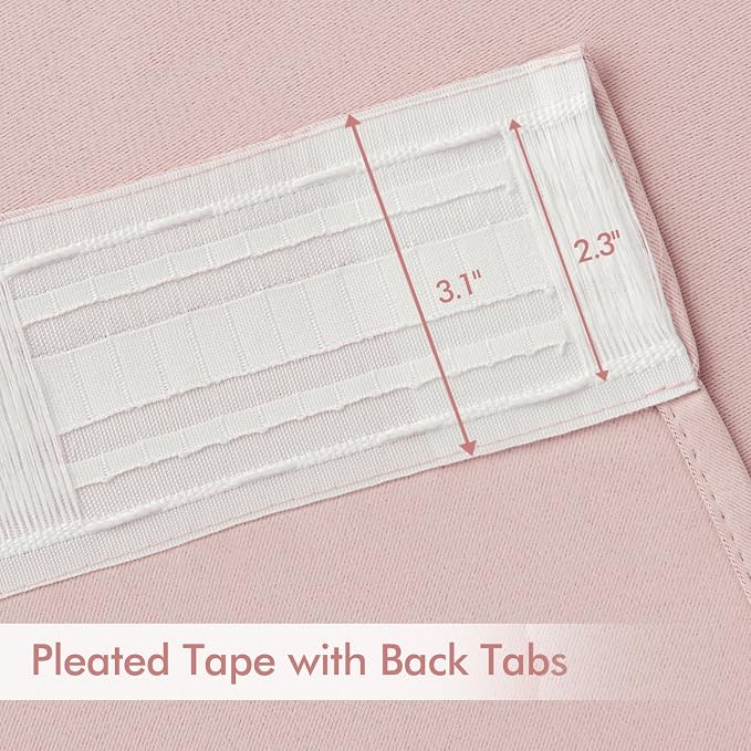 MIULEE Baby Pink Back Tab Blackout Curtains 84 Inch Length 2 Panels Set