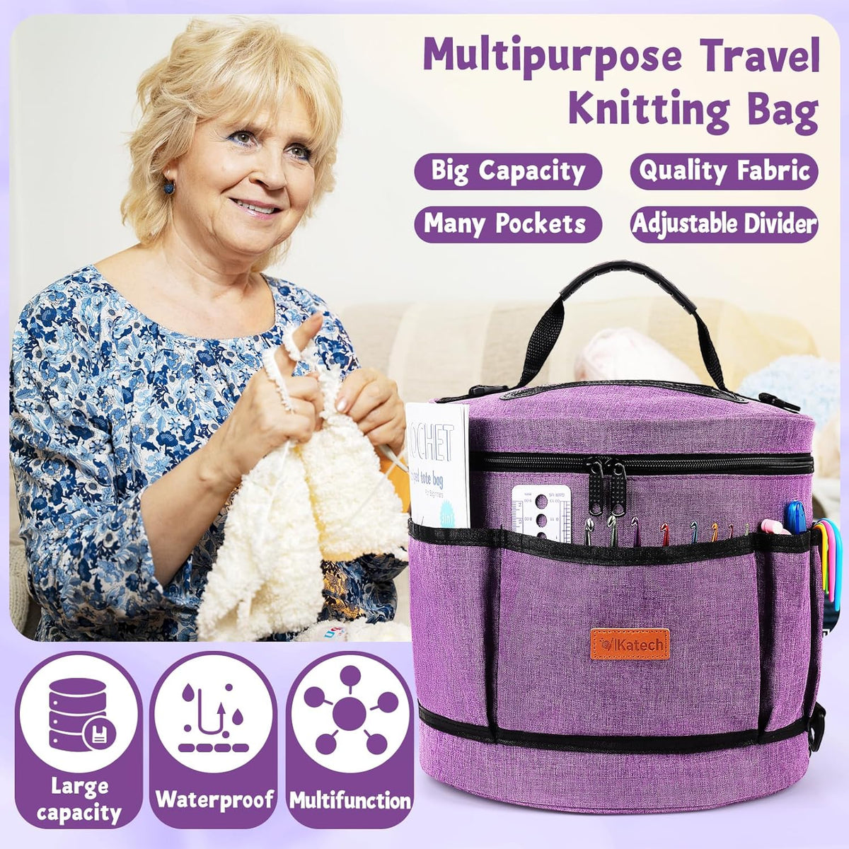 Katech Crochet Kit for Beginners, Beginner Crochet Kit for Adults-Crochet Kits Includes Crochet Hooks Knitting Bag Crochet Yarn for Crocheting Instruction Knitting Kit Crochet Supplies Gift