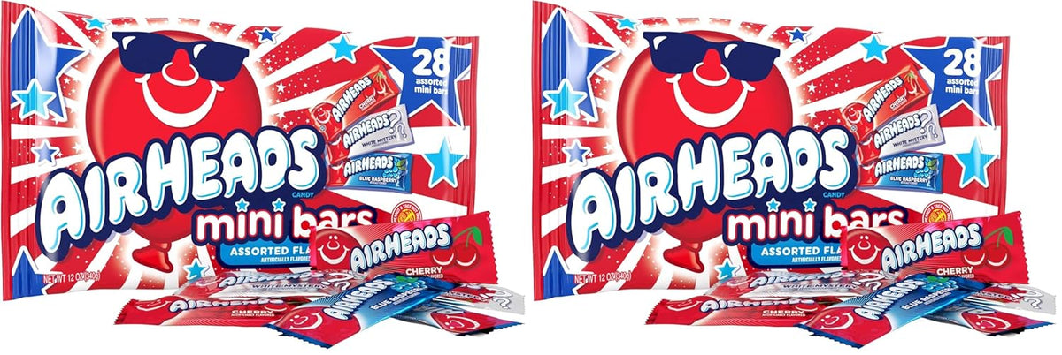 Airheads Mini SOURS Candy Bars, Sour Watermelon Punch, Blue Blast, and Lemon Berry Squeeze 12oz Variety Bag