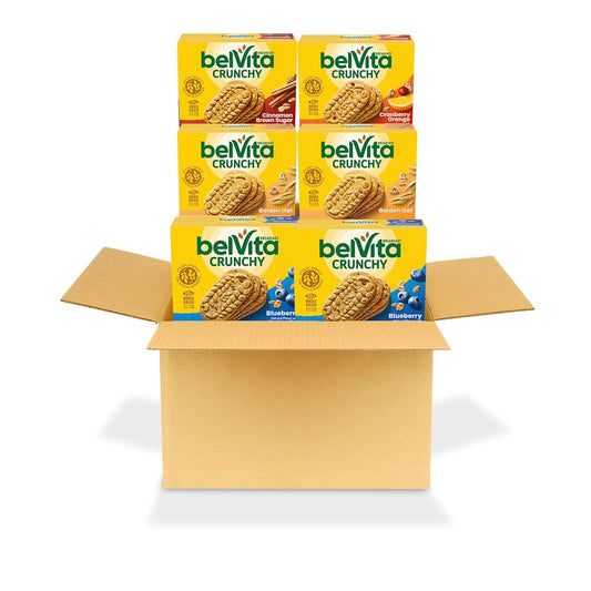 belVita Breakfast Bars Biscuits Variety Pack, 4 Flavors, 30 Total Packs, 6 Boxes (4 Biscuits Per Pack)
