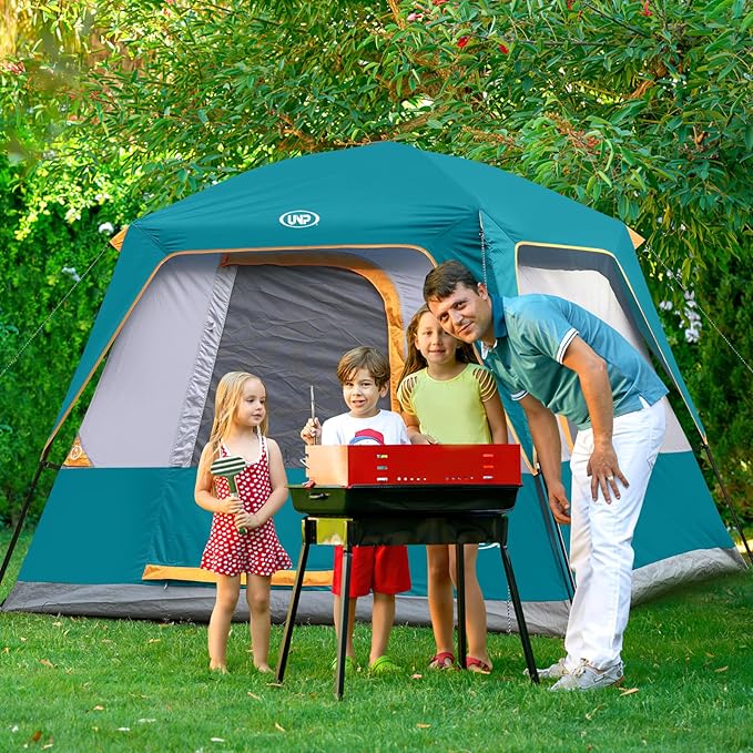 UNP 2/4/6/8 Person Tent, Portable Cabin Tent, Camping Tent 4-Person Easy Set Up, Waterproof with Top Rainfly for Outdoor Camping/Hiking