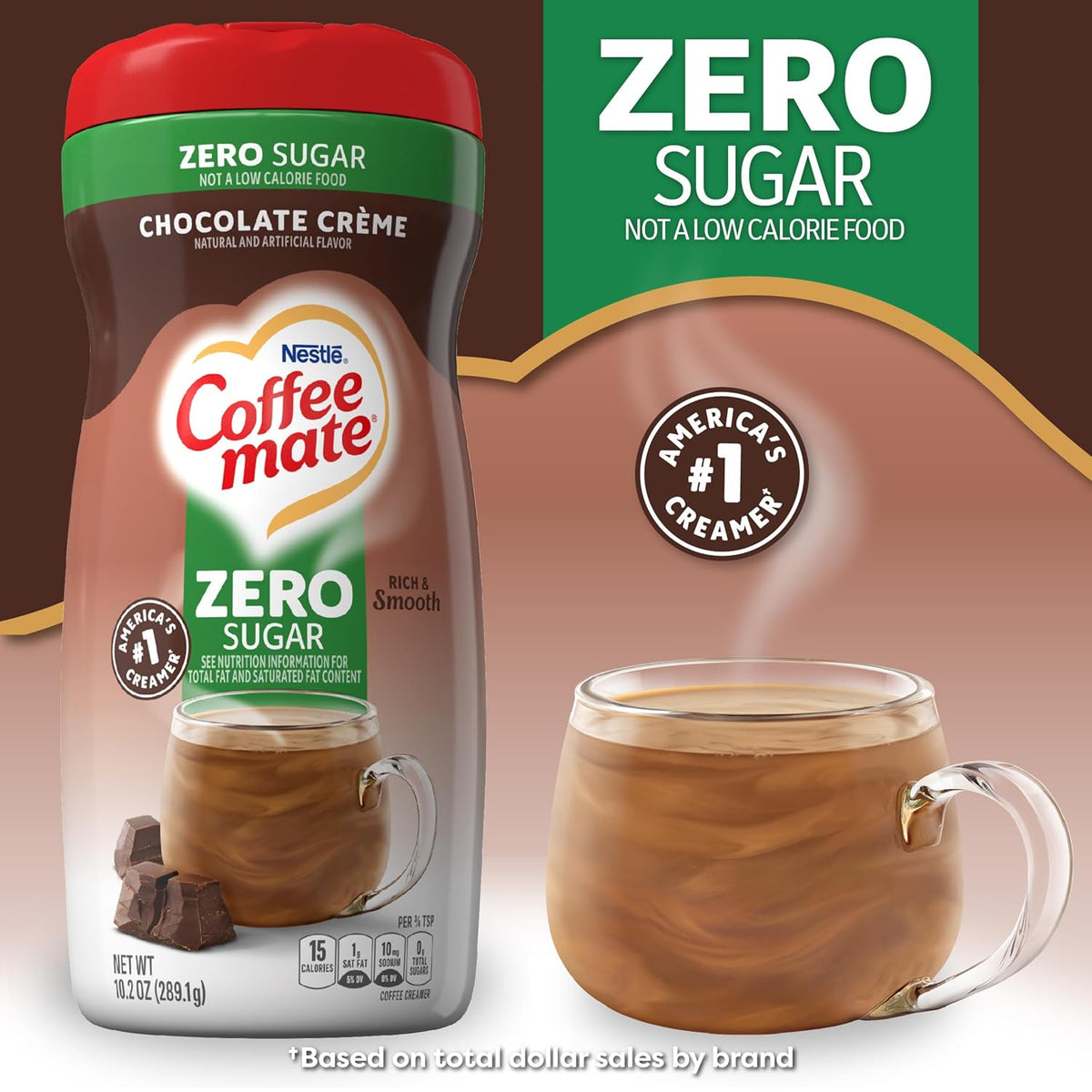 Coffee-mate Sugar Free Creamy Chocolate Powdered Coffee Creamer, 10.2 Ounce