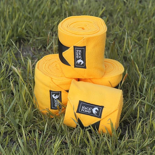 Horse Polo Leg Wraps, 5' Long Fleece Polo Wraps for Horses Set of 4, Horse Leg Bandages Stable Supplies Equestrian Boots Horse Leg Protection Mustard Yellow