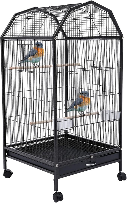 Parakeet Bird, Bird Cage with Stand Metal Pet Bird Flight Cages Large Finch Bird Cage for Budgies, Parakeets, Finches, Canaries, Lovebirds, Quaker Parrots, Cockatiels, Conures