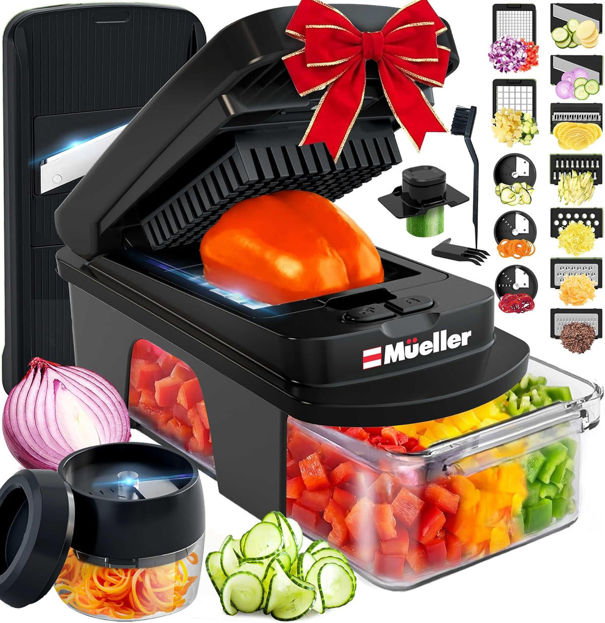 Mueller The Real Original Pro Chopper since 2013 Vegetable Chopper Mandoline Slicer, 8 Blade Food Veggie Chopper Onion Vegetable Cutter with Container, Kitchen Gadgets & Essentials, (10 in 1)