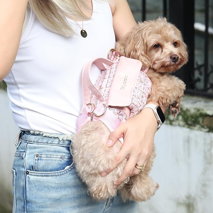 Dog Lift Harness Backpack for Small Dogs, Adjustable Straps Dog Sling Carrier for Hiking, Travel, Outdoor – Black Large