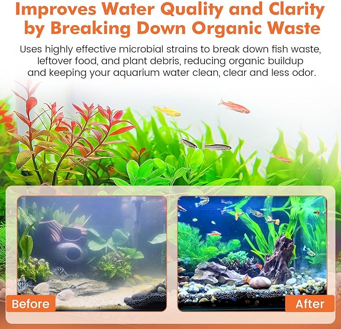 hygger Aquarium Water Bio-Clarifier, Reducing Fish Waste and Cleaning Organic Sludge, Natural Fish Tank Aquarium Leave-in Waste Management Solution for Freshwater and Saltwater Tanks, 1000 ML