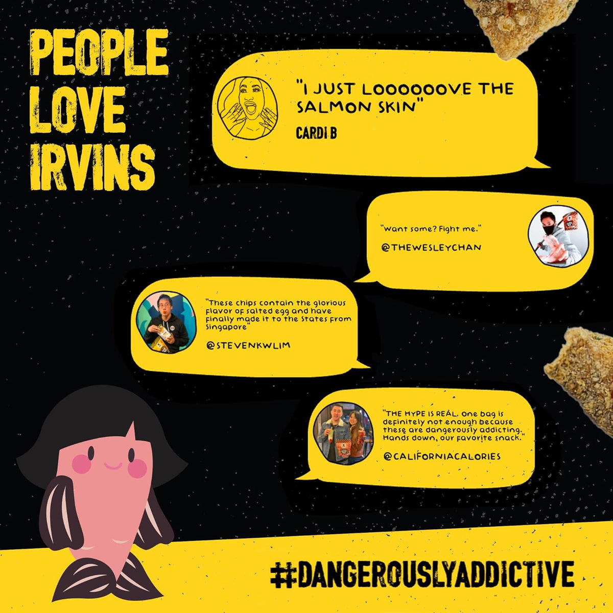 IRVINS Salted Egg Salmon Skin Chips & Crisps - Premium Hand Cooked, Halal, Keto-Friendly, High Protein Snack | Dangerously Addictive | (3.3 oz, Pack of 3)