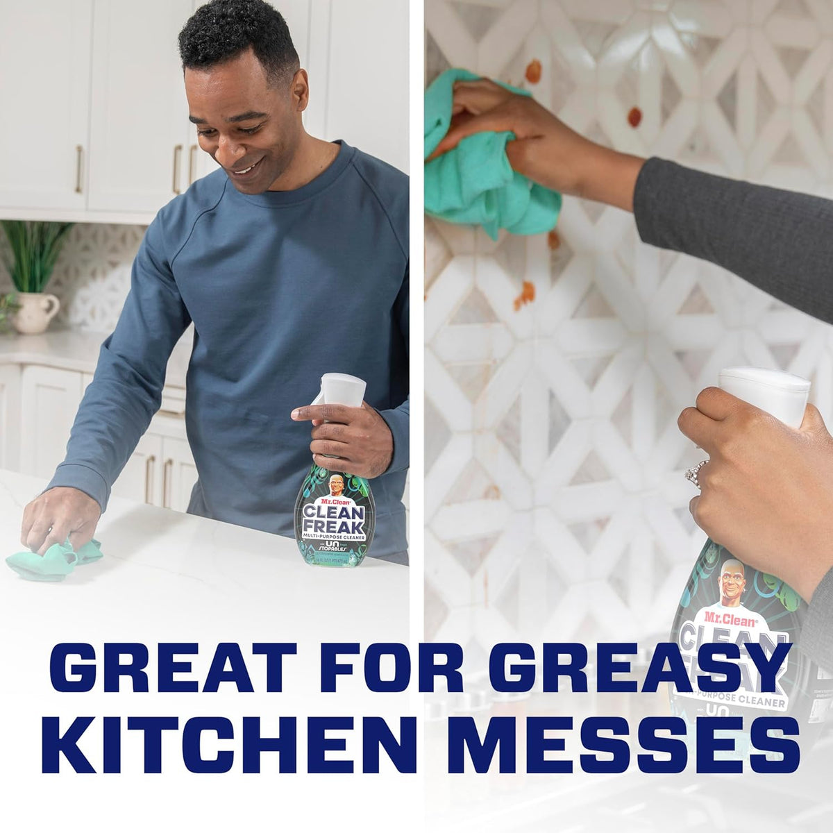 Mr. Clean Clean Freak Multi Surface Cleaning Spray, Deep Cleaning Mist Starter Kit and Refill Bundle, Unstopables Fresh Scent, 64 fl oz