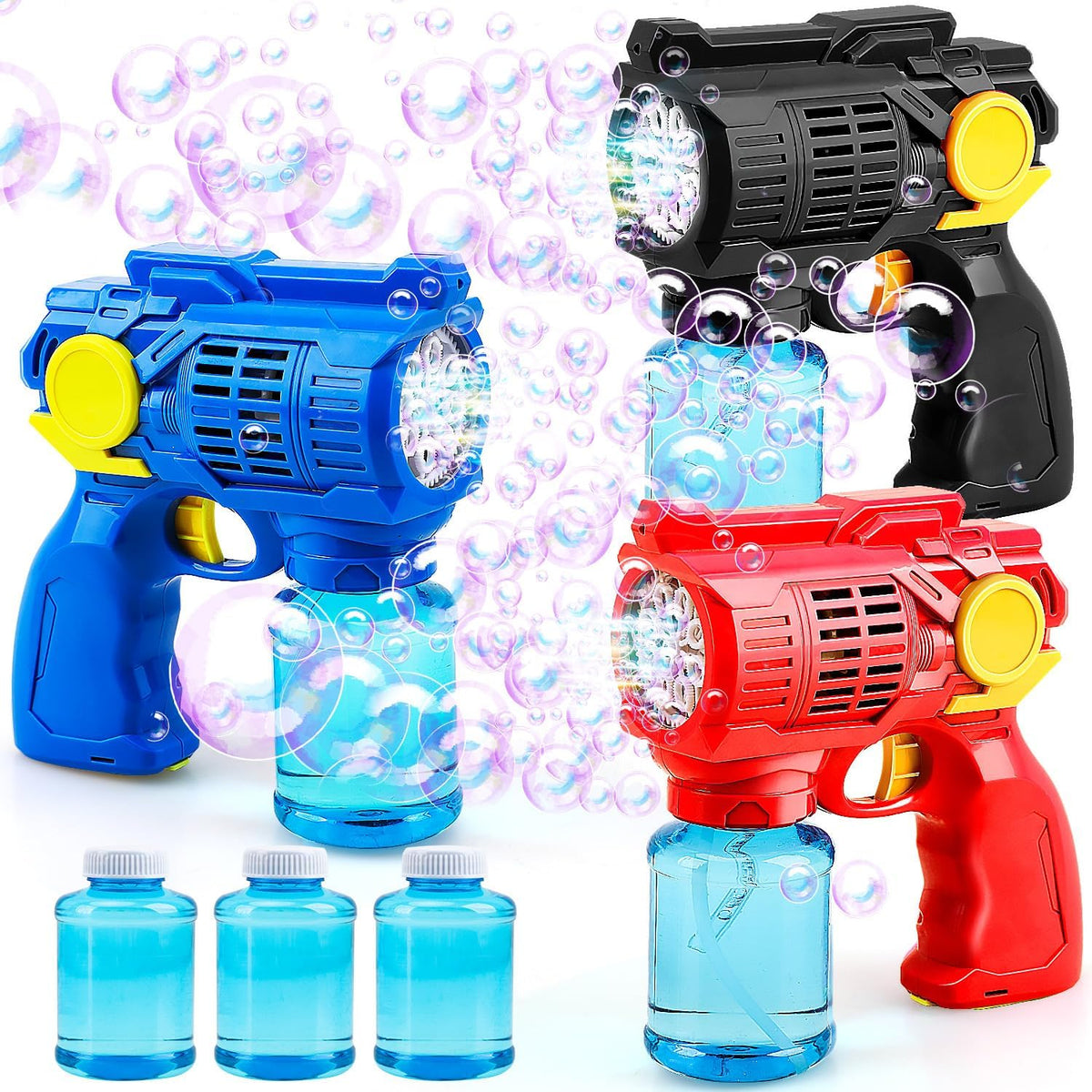 Toy Life 3 Pack Bubble Guns for Kids, Automatic Bubble Blower, Leakproof & Lightweight, Outdoor Summer Toy, Easter Basket Stuffer, Party Favor, Birthday Gift for Toddlers Boys Girls