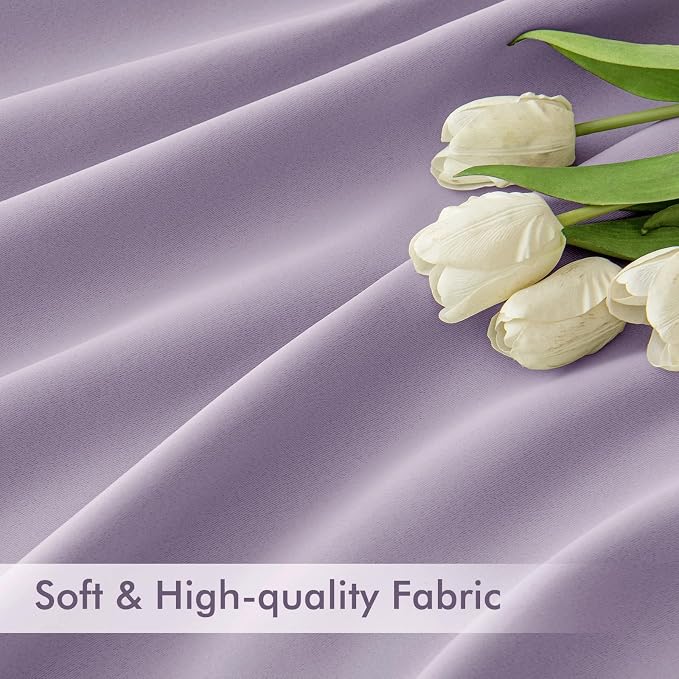 MIULEE Lilac Back Tab Blackout Curtains 90 Inches Long 2 Panels Set