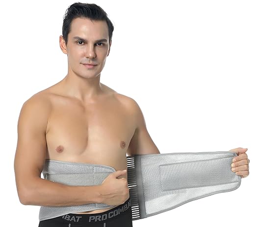 NeoTech Care Adjustable Compression Back Brace Lumbar Support Belt, Grey, Size L