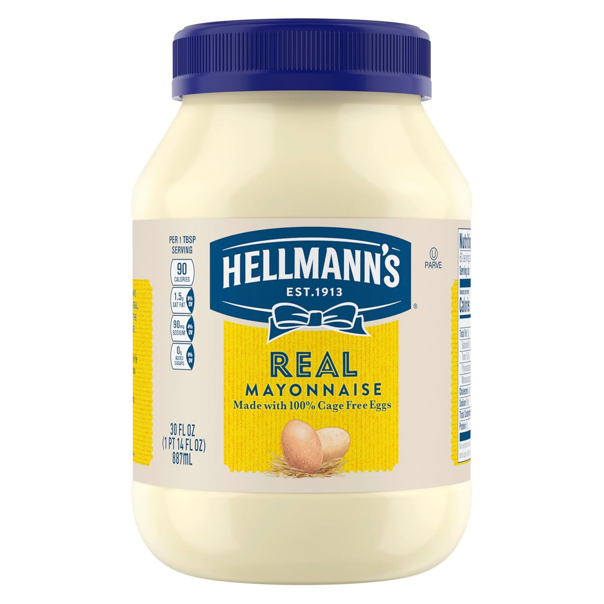 Hellmann's Mayonnaise Real Mayo 1 ct For A Creamy Sandwich Spread or Condiment Rich in Omega-3 ALA, Gluten Free 30 oz