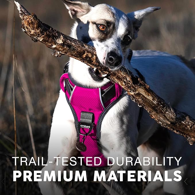 Embark Adventure Dog Harness, No-Pull Reflective Trim Dog Harness for Small, Medium & Large Dogs - Military Grade Nylon, 2 Leash Clips & Gel Lined Handle. Soft & Padded Puppy Dog Vest for Any Breed