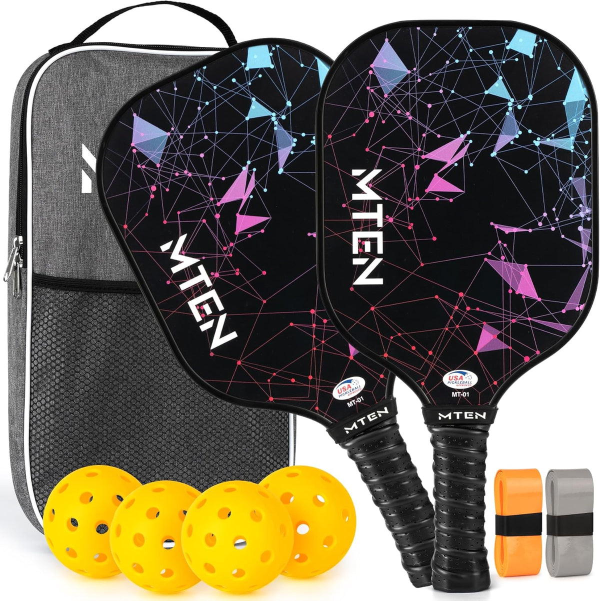 Pickleball Paddles, USAPA Approved Fiberglass Surface Pickleball Set with Pickleball Rackets, Pickleball Paddles Set for Men Women
