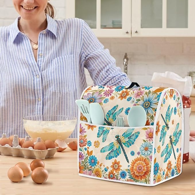 Country Sunflower Blender Cover for 6-8 Qt Mixers Practical Kitchen Stand Mixer Cover with Top Handle and Storage Pocket Washable Appliance Dust Protector for Modern Kitchen