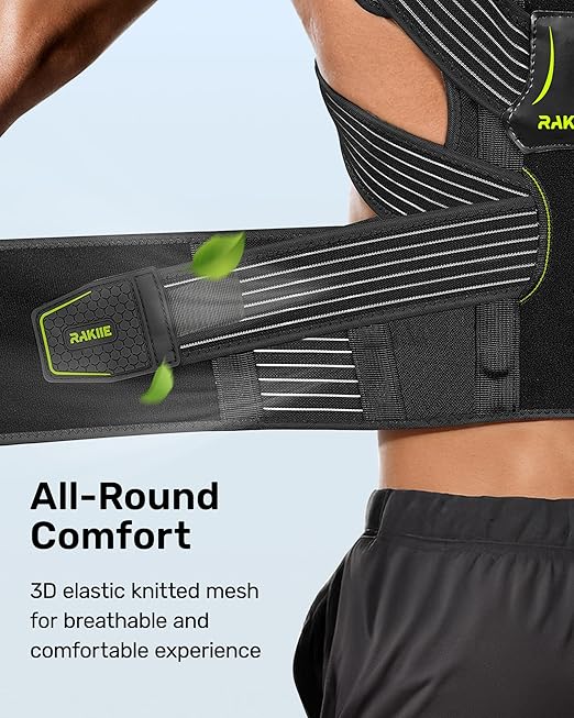 Ergonomic Back Straightener Posture Corrector, Adjustable Non-slip Back Strap Can Wear by Self, Lumbar Support for Shoulder Neck Hump Slouching Corrector, Yellow Size XL (Upper Waist: 47.2"-53.2")