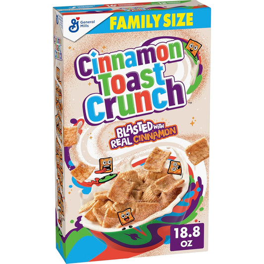 Cinnamon Toast Crunch Breakfast Cereal, Crispy Cinnamon Cereal, Family Size, 18.8 oz