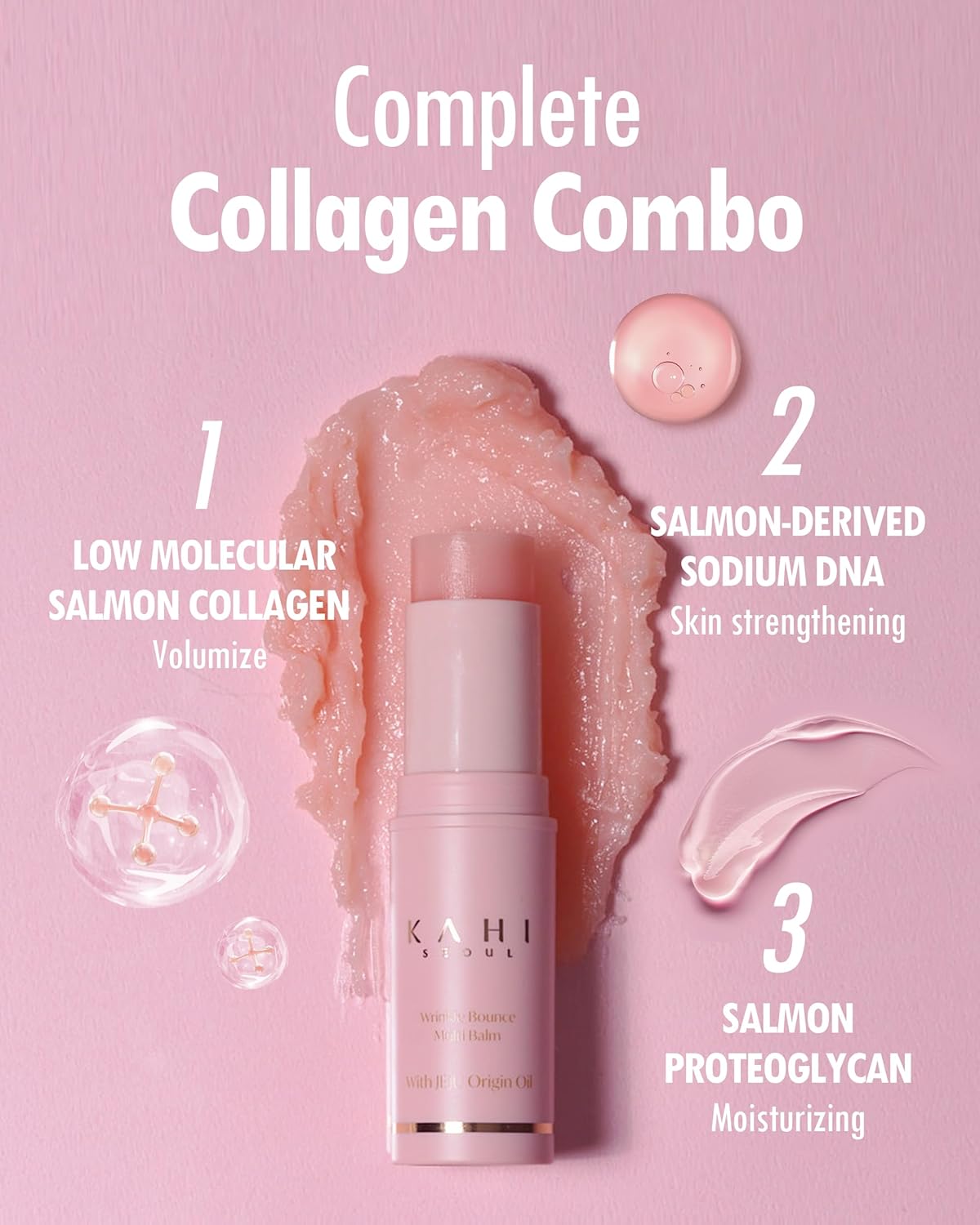KAHI Wrinkle Bounce Multi Balm Stick | PDRN Collagen Wrinkle Stick | Korean Skin Care |All-in-One Hydrating Lip Balm Eye Cream Neck Cream Make Up Base & Face Mist Moisture Balm