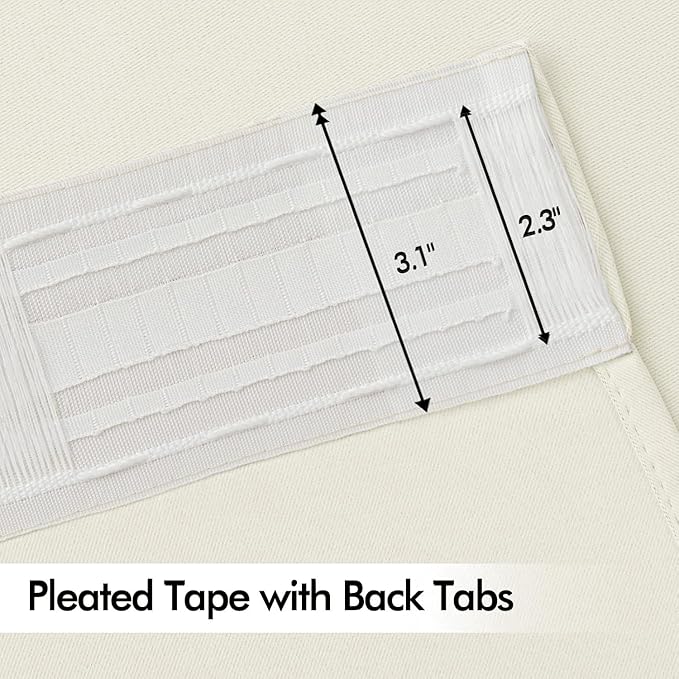 MIULEE Cream Back Tab Blackout Curtains 90 Inches Long 2 Panels Set