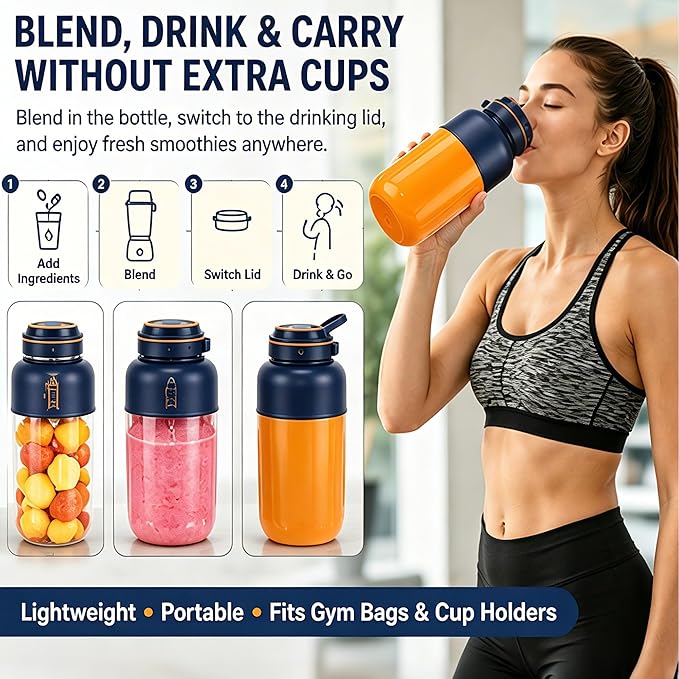 Portable Wireless Juicer Cup for Protein Shakes & Smoothies, 45oz USB-C Rechargeable Blender with 38 Stainless Steel Blades for Ice, Frozen Fruit, Gym, Travel & Camping (White, 44, Fluid Ounces)