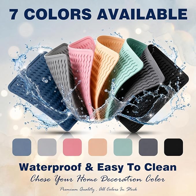 CAKETIME 2 Pack Silicone Dish Drying Mat for Kitchen Counter Under Sink Protector Organizers Cooking Baking for Blackstone Griddle Accessories Coffee Mats Appliance Stone Rack Trays Drain Black