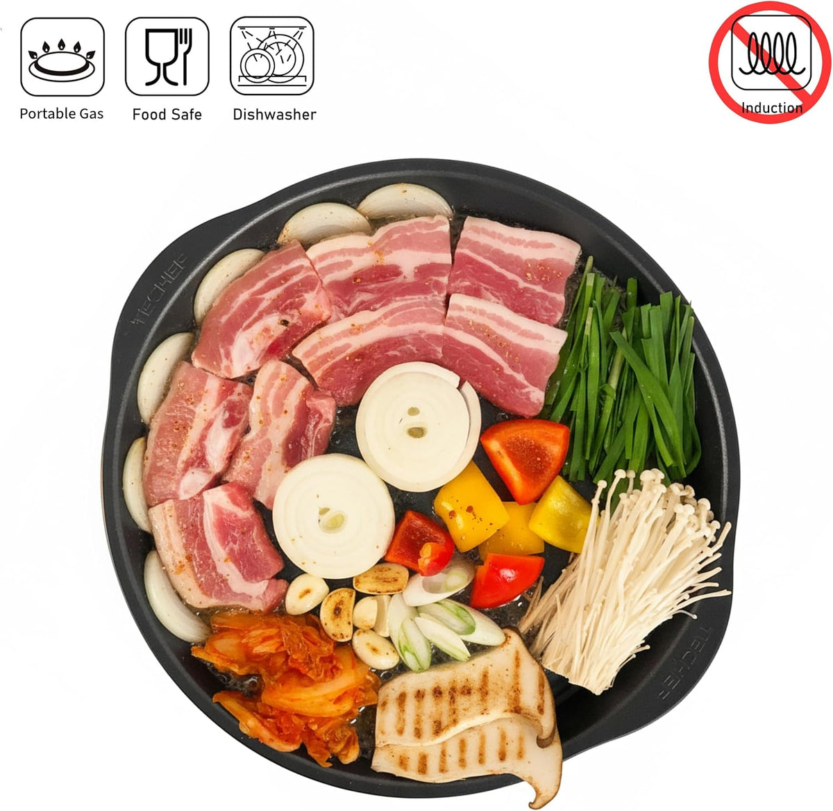 TECHEF - Korean BBQ Nonstick Grill Pan, KBBQ Grill Pan, PFOA-Free, Dishwasher Oven Safe, Made in Korea